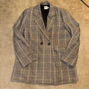 Princess Polly Brown Plaid oversized Lined Blazer size 10
